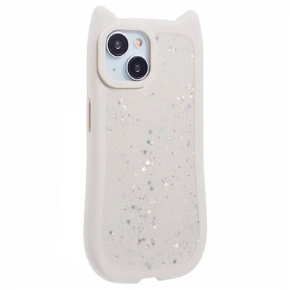 JTW Series For iPhone 13 Case Cat Ear Soft TPU Phone Cover Sparkle Sequins Epoxy
