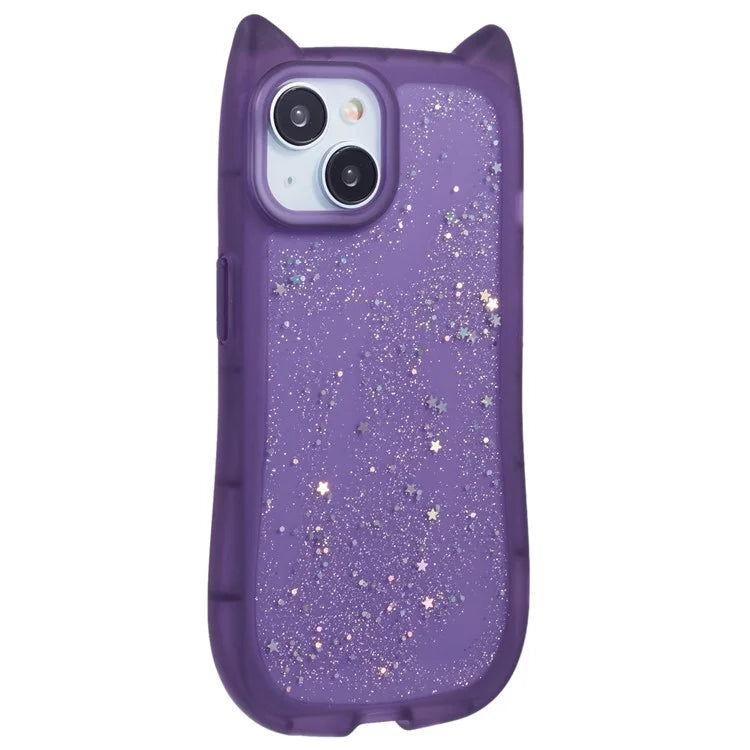 JTW Series For iPhone 13 Case Cat Ear Soft TPU Phone Cover Sparkle Sequins Epoxy