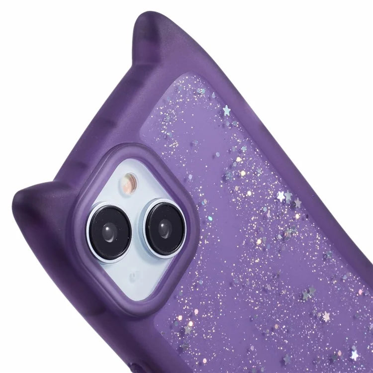 JTW Series For iPhone 13 Case Cat Ear Soft TPU Phone Cover Sparkle Sequins Epoxy