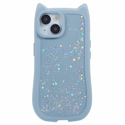 JTW Series For iPhone 13 Case Cat Ear Soft TPU Phone Cover Sparkle Sequins Epoxy