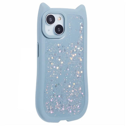 JTW Series For iPhone 13 Case Cat Ear Soft TPU Phone Cover Sparkle Sequins Epoxy