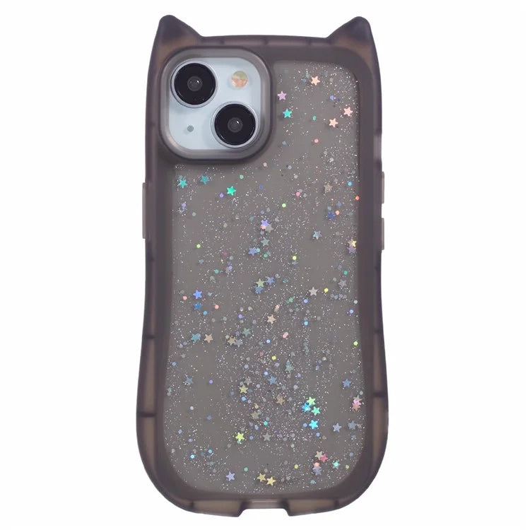 JTW Series For iPhone 13 Case Cat Ear Soft TPU Phone Cover Sparkle Sequins Epoxy