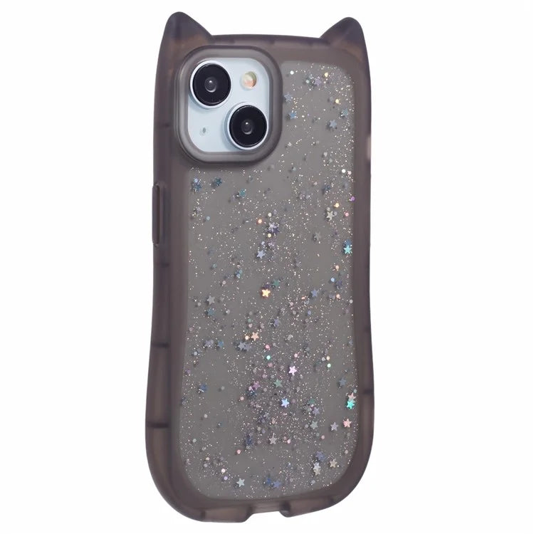 JTW Series For iPhone 13 Case Cat Ear Soft TPU Phone Cover Sparkle Sequins Epoxy
