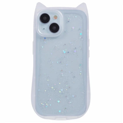 JTW Series For iPhone 13 Case Cat Ear Soft TPU Phone Cover Sparkle Sequins Epoxy