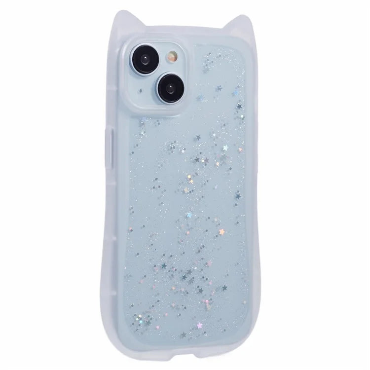 JTW Series For iPhone 13 Case Cat Ear Soft TPU Phone Cover Sparkle Sequins Epoxy