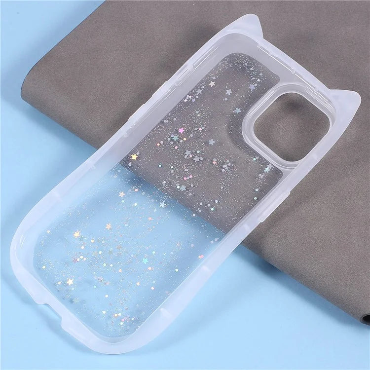 JTW Series For iPhone 13 Case Cat Ear Soft TPU Phone Cover Sparkle Sequins Epoxy