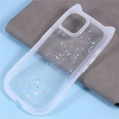 JTW Series For iPhone 13 Case Cat Ear Soft TPU Phone Cover Sparkle Sequins Epoxy