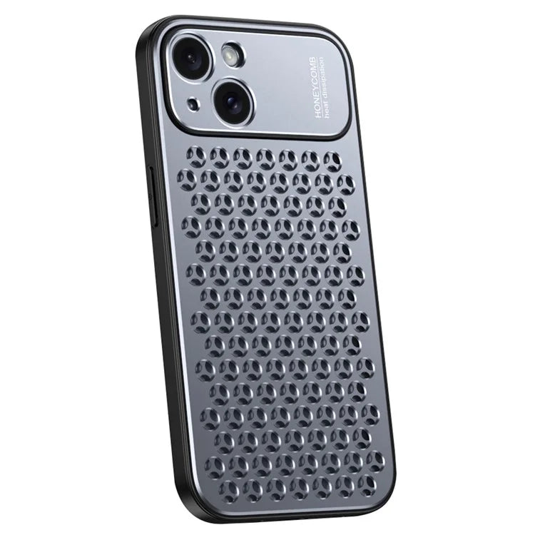 For iPhone 14 Plus Case Aluminum Alloy+TPU Honeycomb Heat Dissipation Anti-Drop Phone Cover