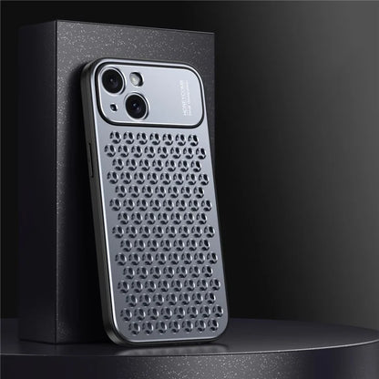 For iPhone 14 Plus Case Aluminum Alloy+TPU Honeycomb Heat Dissipation Anti-Drop Phone Cover