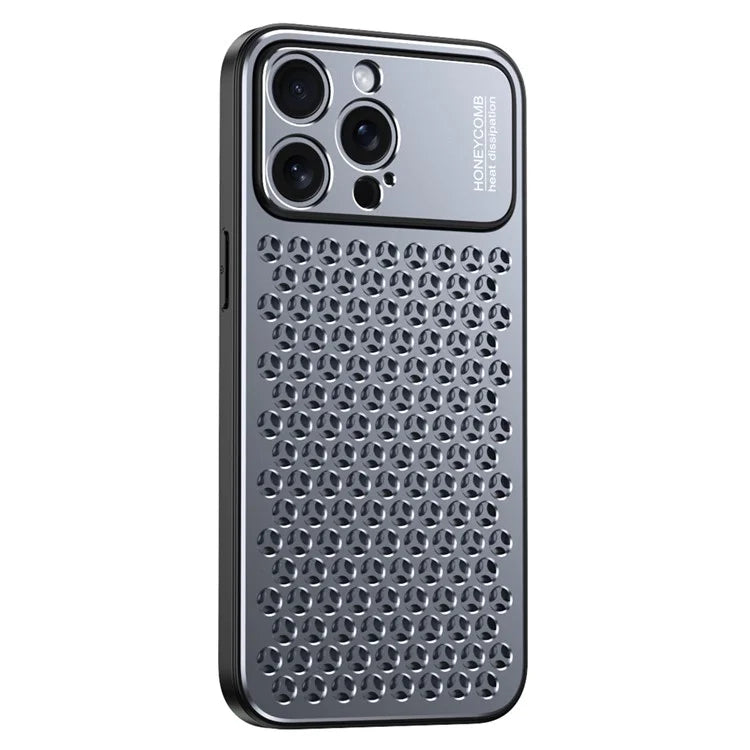 Anti-Scratch Phone Case for iPhone 14 Pro Max Honeycomb Texture Aluminum Alloy+TPU Cell Phone Cover