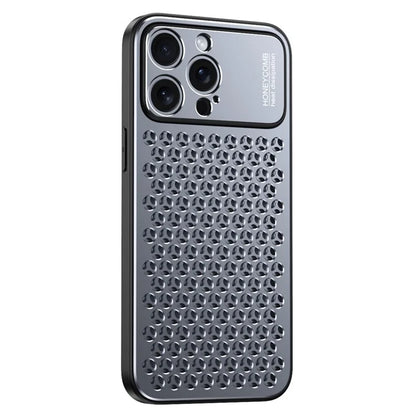 Anti-Scratch Phone Case for iPhone 14 Pro Max Honeycomb Texture Aluminum Alloy+TPU Cell Phone Cover