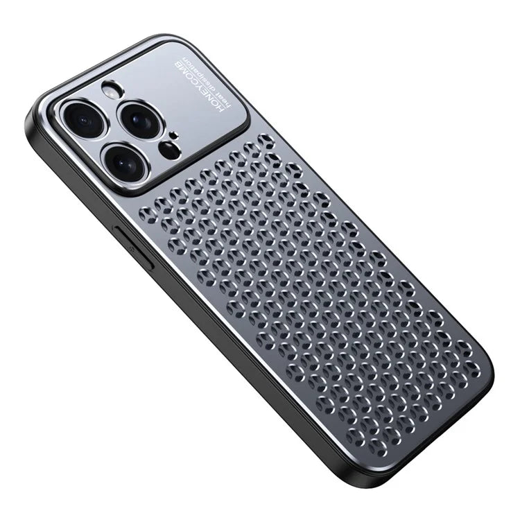 Anti-Scratch Phone Case for iPhone 14 Pro Max Honeycomb Texture Aluminum Alloy+TPU Cell Phone Cover