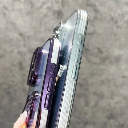 For iPhone 15 Pro Max Case Feather Yarn Design Quicksand Butterfly TPU Phone Protective Cover with Lens Film