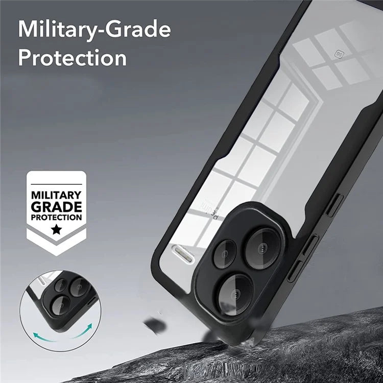 For Xiaomi Redmi Note 13 Pro+ 5G Case Acrylic + TPU Clear Phone Cover with PET Screen Film