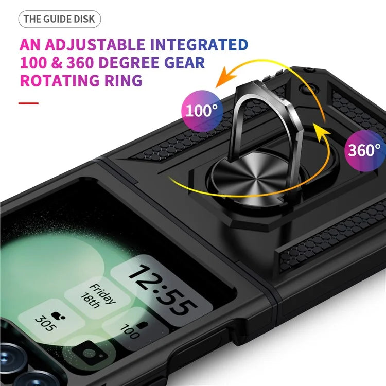 For Samsung Galaxy Z Flip5 5G Case TPU+PC Phone Cover with Ring Kickstand Drop Protection