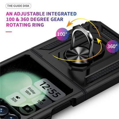 For Samsung Galaxy Z Flip5 5G Case TPU+PC Phone Cover with Ring Kickstand Drop Protection