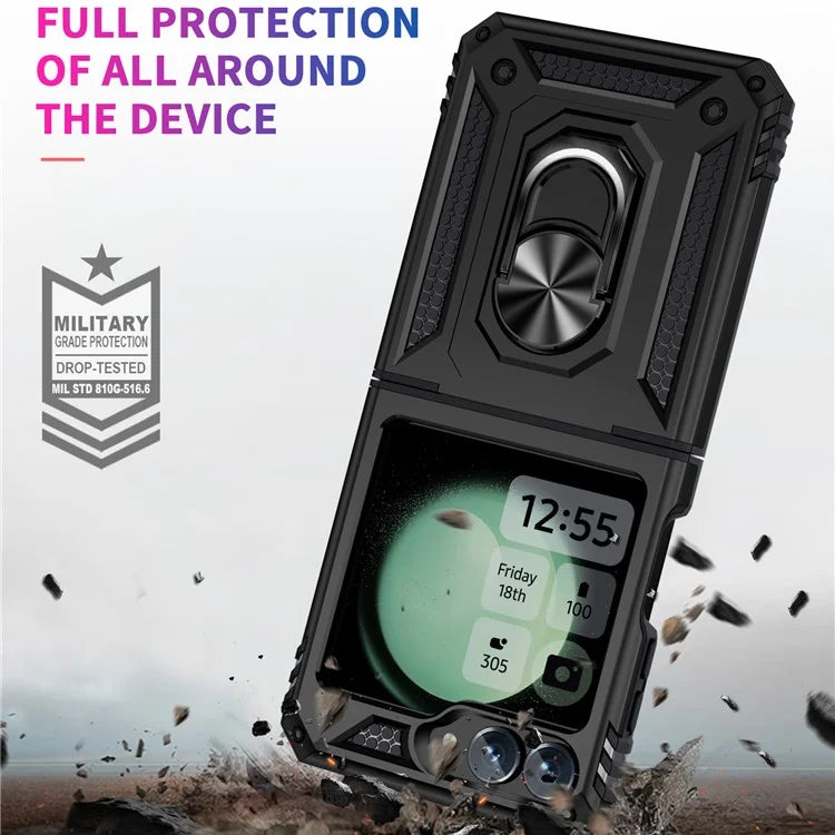 For Samsung Galaxy Z Flip5 5G Case TPU+PC Phone Cover with Ring Kickstand Drop Protection