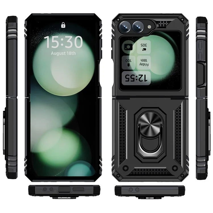 For Samsung Galaxy Z Flip5 5G Case TPU+PC Phone Cover with Ring Kickstand Drop Protection