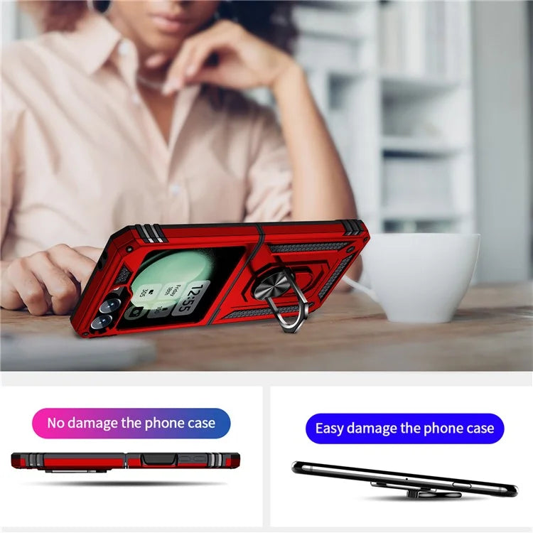 For Samsung Galaxy Z Flip5 5G Case TPU+PC Phone Cover with Ring Kickstand Drop Protection