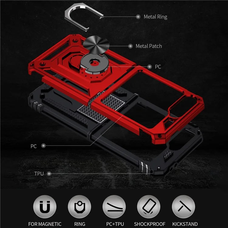 For Samsung Galaxy Z Flip5 5G Case TPU+PC Phone Cover with Ring Kickstand Drop Protection