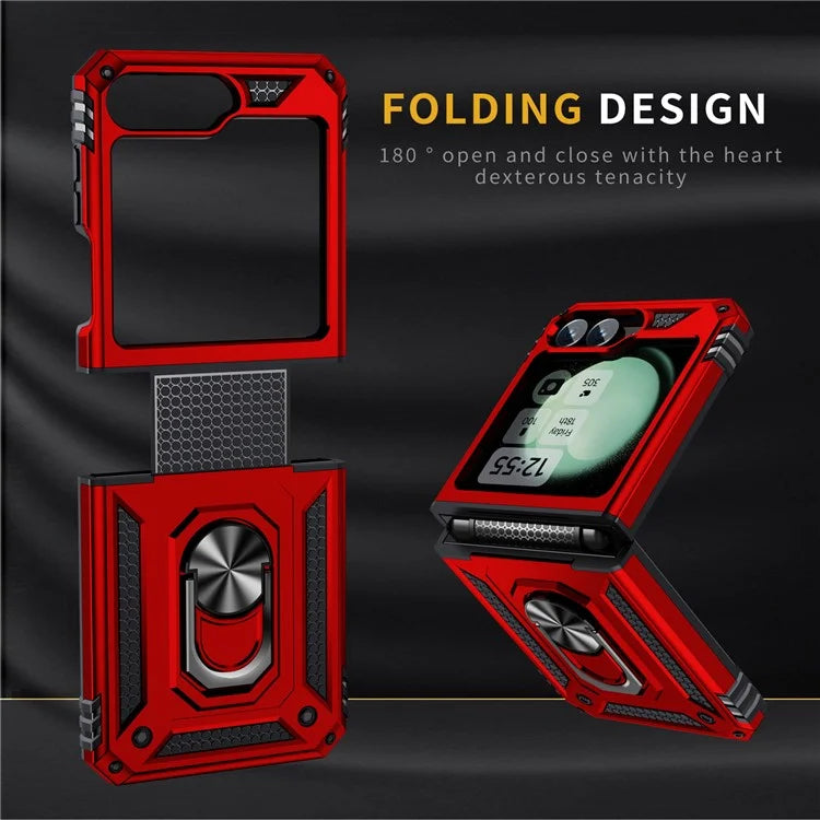 For Samsung Galaxy Z Flip5 5G Case TPU+PC Phone Cover with Ring Kickstand Drop Protection