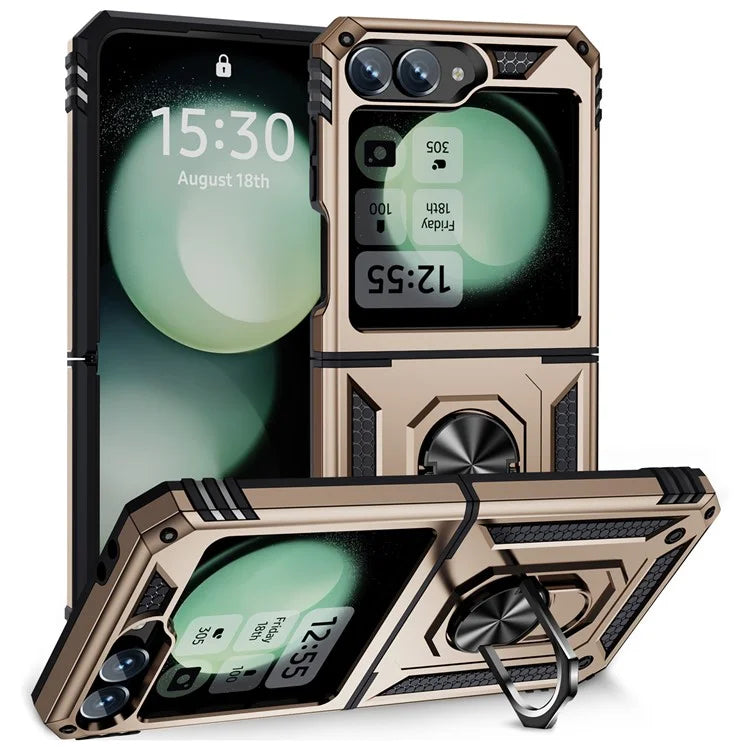 For Samsung Galaxy Z Flip5 5G Case TPU+PC Phone Cover with Ring Kickstand Drop Protection