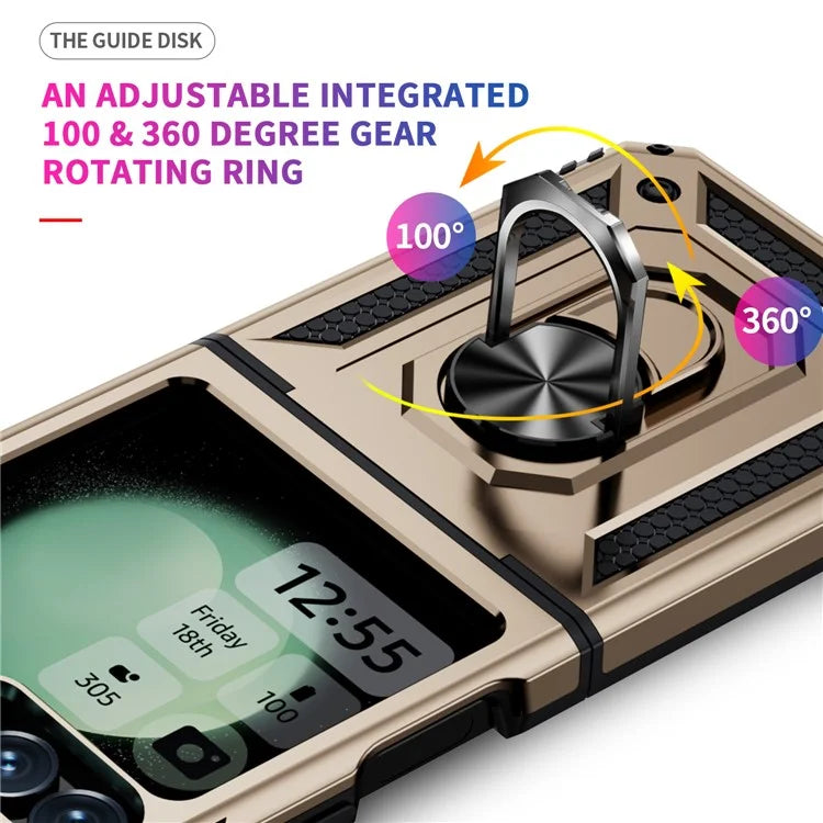 For Samsung Galaxy Z Flip5 5G Case TPU+PC Phone Cover with Ring Kickstand Drop Protection