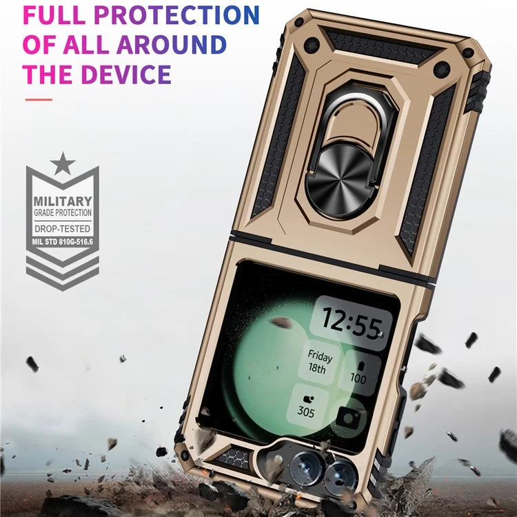 For Samsung Galaxy Z Flip5 5G Case TPU+PC Phone Cover with Ring Kickstand Drop Protection