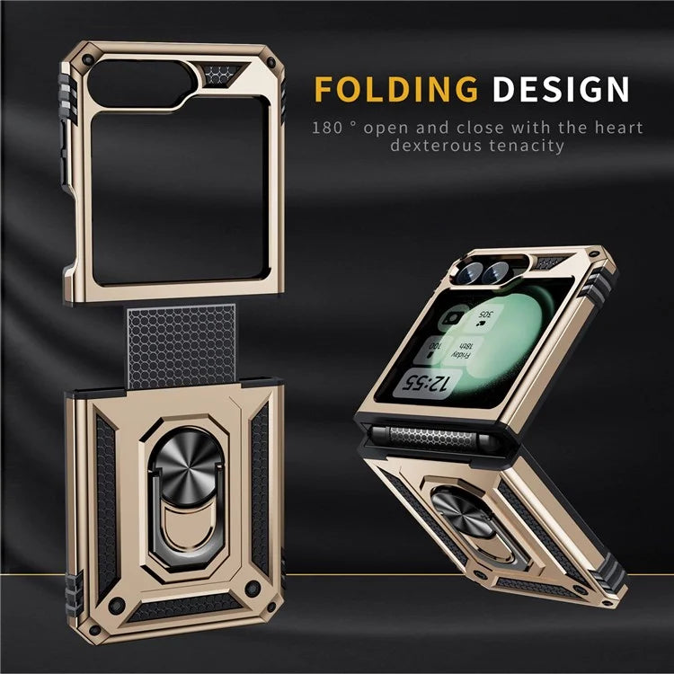 For Samsung Galaxy Z Flip5 5G Case TPU+PC Phone Cover with Ring Kickstand Drop Protection