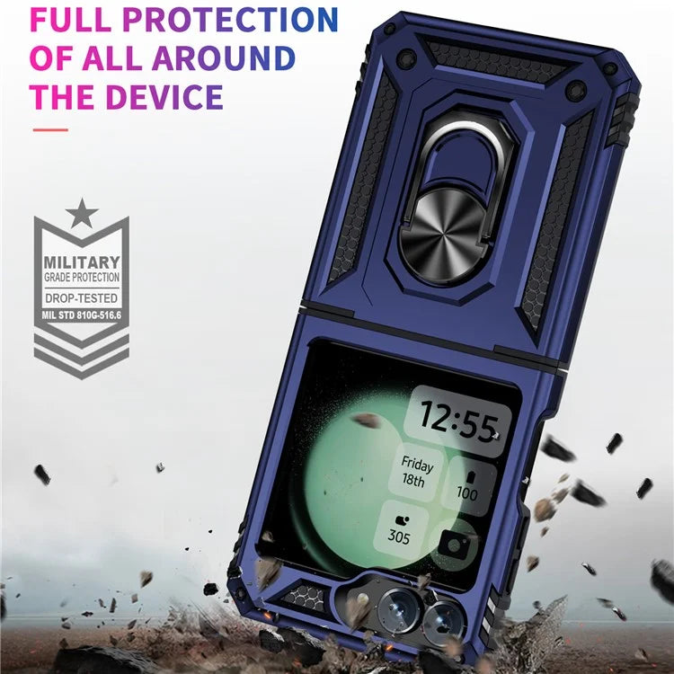 For Samsung Galaxy Z Flip5 5G Case TPU+PC Phone Cover with Ring Kickstand Drop Protection