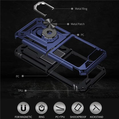 For Samsung Galaxy Z Flip5 5G Case TPU+PC Phone Cover with Ring Kickstand Drop Protection