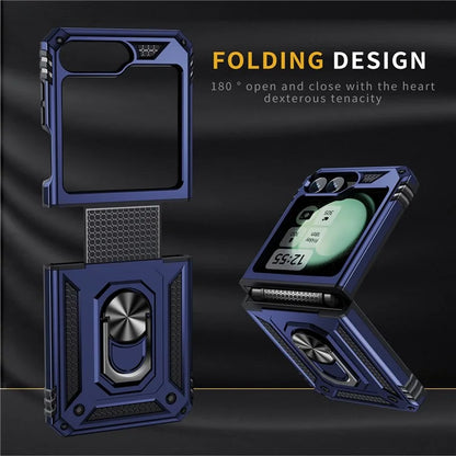 For Samsung Galaxy Z Flip5 5G Case TPU+PC Phone Cover with Ring Kickstand Drop Protection