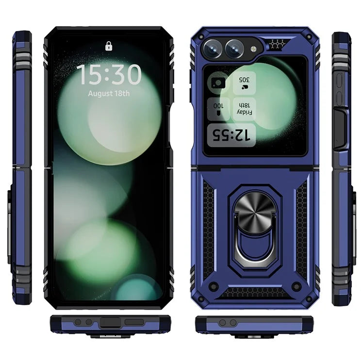 For Samsung Galaxy Z Flip5 5G Case TPU+PC Phone Cover with Ring Kickstand Drop Protection