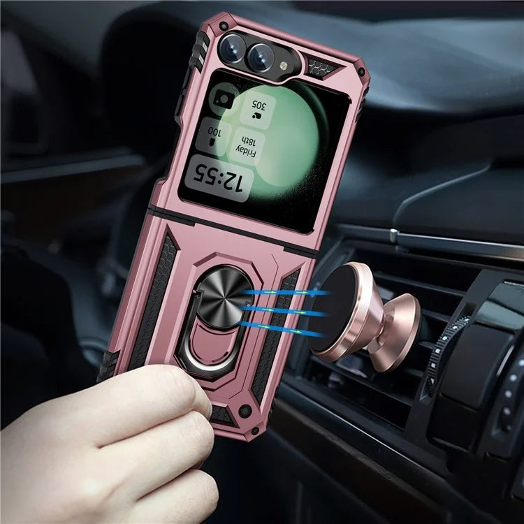 For Samsung Galaxy Z Flip5 5G Case TPU+PC Phone Cover with Ring Kickstand Drop Protection