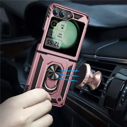 For Samsung Galaxy Z Flip5 5G Case TPU+PC Phone Cover with Ring Kickstand Drop Protection