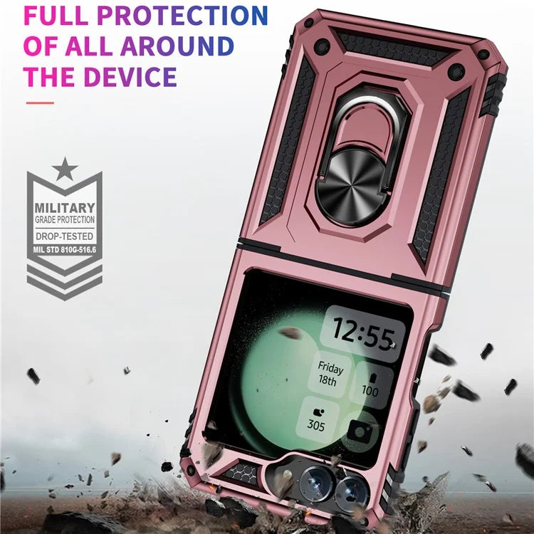 For Samsung Galaxy Z Flip5 5G Case TPU+PC Phone Cover with Ring Kickstand Drop Protection