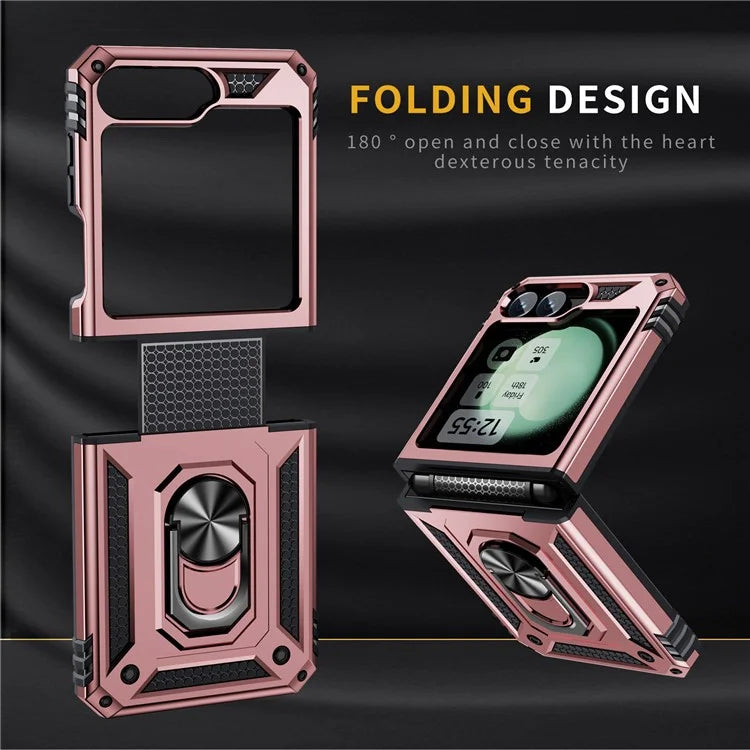 For Samsung Galaxy Z Flip5 5G Case TPU+PC Phone Cover with Ring Kickstand Drop Protection