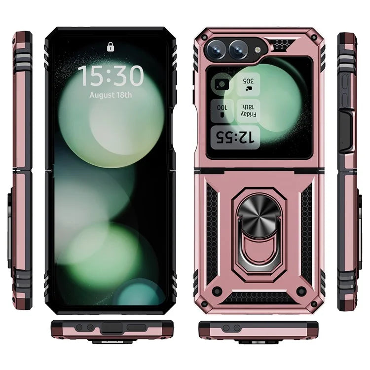 For Samsung Galaxy Z Flip5 5G Case TPU+PC Phone Cover with Ring Kickstand Drop Protection