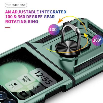 For Samsung Galaxy Z Flip5 5G Case TPU+PC Phone Cover with Ring Kickstand Drop Protectionish Green