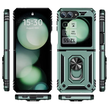 For Samsung Galaxy Z Flip5 5G Case TPU+PC Phone Cover with Ring Kickstand Drop Protectionish Green