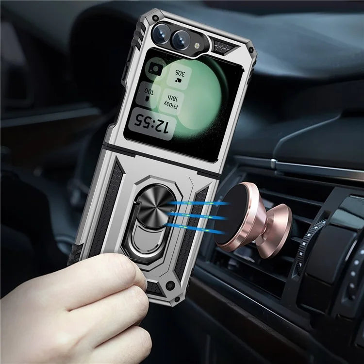 For Samsung Galaxy Z Flip5 5G Case TPU+PC Phone Cover with Ring Kickstand Drop Protection