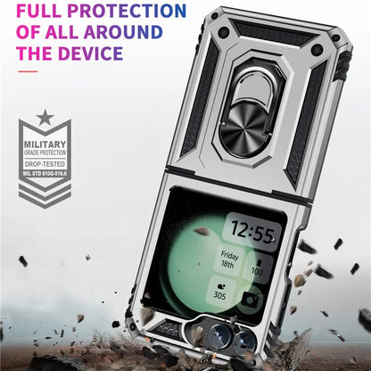For Samsung Galaxy Z Flip5 5G Case TPU+PC Phone Cover with Ring Kickstand Drop Protection