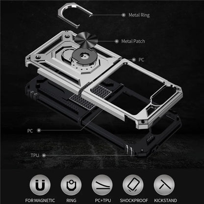 For Samsung Galaxy Z Flip5 5G Case TPU+PC Phone Cover with Ring Kickstand Drop Protection