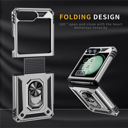 For Samsung Galaxy Z Flip5 5G Case TPU+PC Phone Cover with Ring Kickstand Drop Protection
