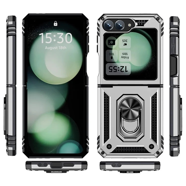 For Samsung Galaxy Z Flip5 5G Case TPU+PC Phone Cover with Ring Kickstand Drop Protection