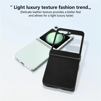 For Samsung Galaxy Z Flip5 5G Case Leather + PC Slim Phone Cover Hinge Protection