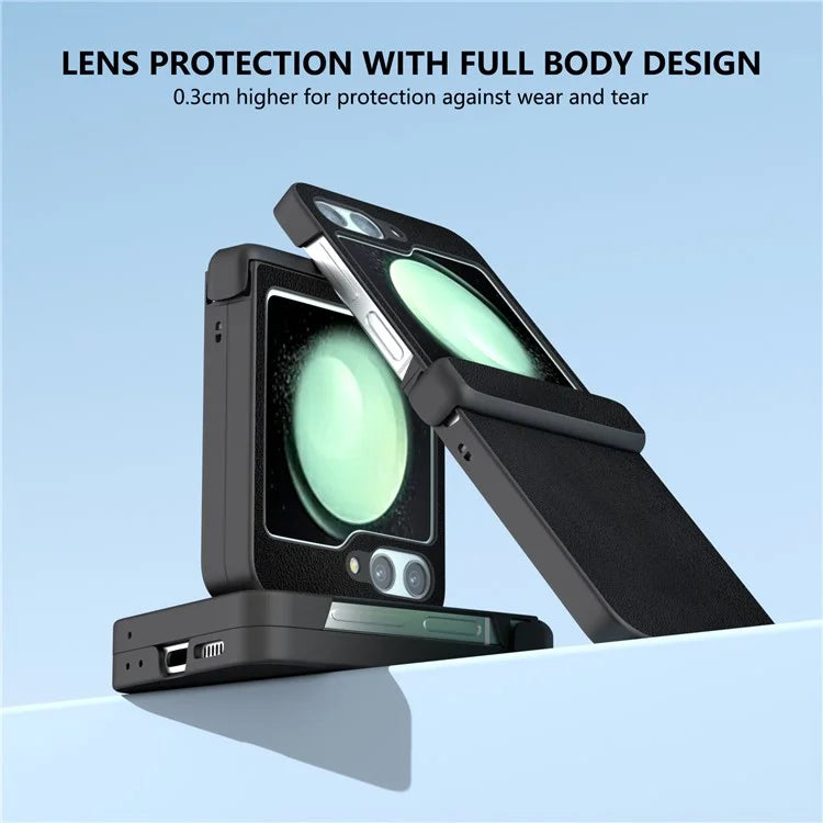 For Samsung Galaxy Z Flip5 5G Case Leather + PC Slim Phone Cover Hinge Protection