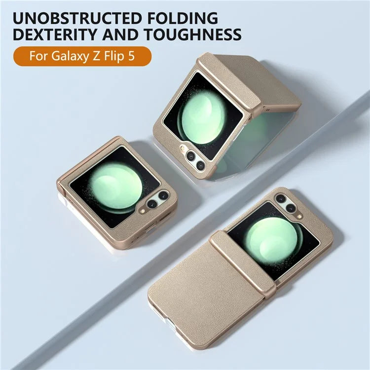 For Samsung Galaxy Z Flip5 5G Case Leather + PC Slim Phone Cover Hinge Protection