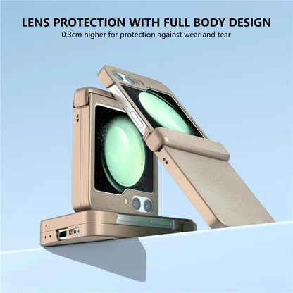 For Samsung Galaxy Z Flip5 5G Case Leather + PC Slim Phone Cover Hinge Protection