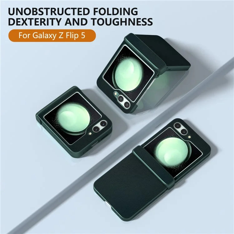 For Samsung Galaxy Z Flip5 5G Case Leather + PC Slim Phone Cover Hinge Protection